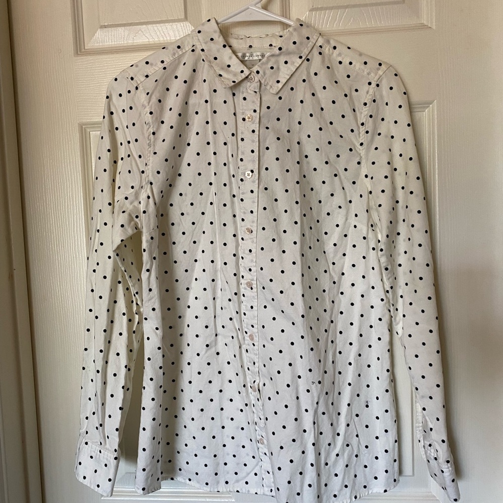 LC Lauren Conrad White and Black Button Down Shirt